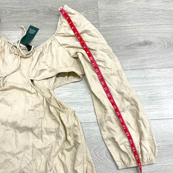 Light Taupe Linen Cut Out Sexy Cocktail Dress NWT - Picture 13 of 16